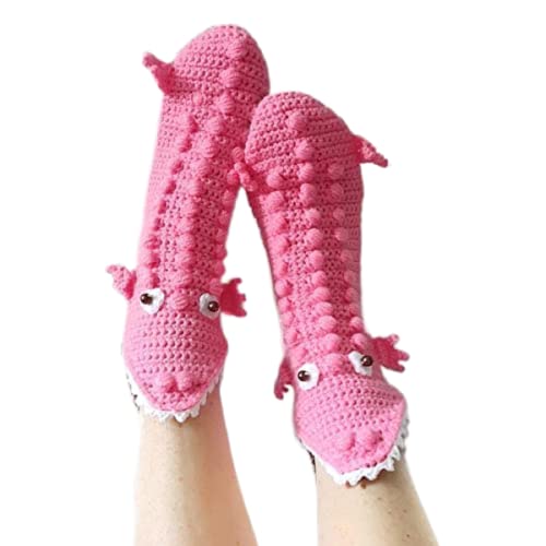 Faretumiya Funny Animal Knit Socks for Women - Novelty Crocodile Eating Foot Socks for Winter Home Warmth