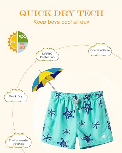 Image of SURF CUZ Surfcuz Little Boys Swim Trunks UPF 50+ Toddler Beach Shorts Swimsuit Kids Quick Dry Swimwear