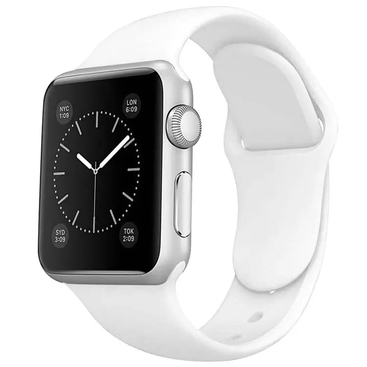 AJM Plain Soft Silicone Sport Wristband Compatible with Apple Watch iWatch Bands 42mm,44mm & 45mm Soft Silicone Wristbands for Apple Watch Series 6/5/4/3/2/1/SE (White) (B0BDMLW5PN) Amazon Price History, Amazon Price Tracker
