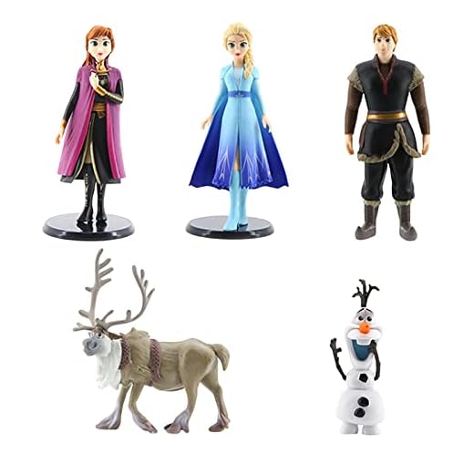 Frozen Decoracion Tarta Cumpleaños, 5pcs Muñeca Frozen Set, WKxinxuan Frozen Decoracion Tarta,Elsa Frozen Cake Topper, Anna y Elsa Party Deko Elsa Decoración Cumpleaños