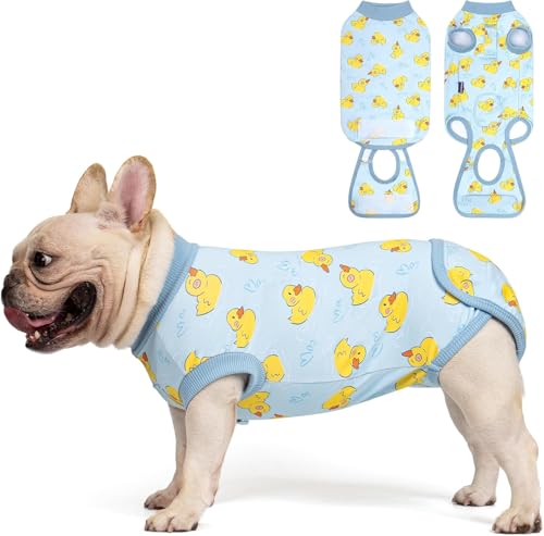 Image of cyeollo Recovery Suit for Dogs Surgery Suit Female Spay Soft Pet Onesie Bodysuit Male Dog Neuter, Small Medium Dogs Surgical Recovery Shirt, Yellow Duck, L