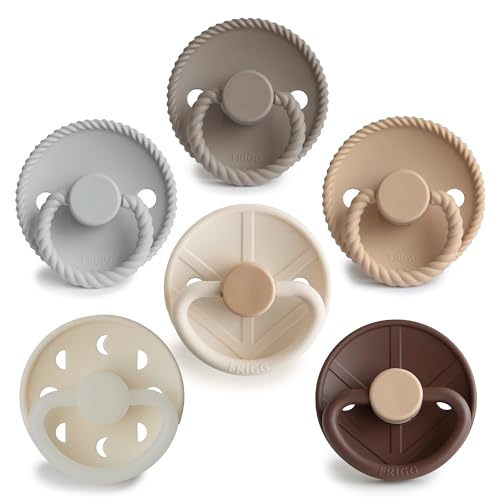 Image of FRIGG SilkySoft Silicone Baby Pacifier 6-Pack Earthy Wonder | Made in Denmark | BPA-Free (6-18 Months)