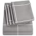 Sweet Home Collection Bed 6 Piece 1500 Thread Count Deep Pocket Sheet Set-2 EXTRA PILLOW CASES, VALUE, Queen, Window Pane Gray
