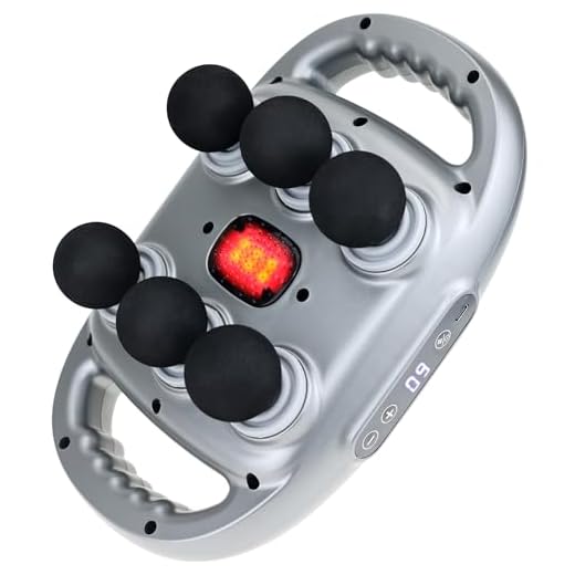 Auerllcy Pistola de massagem de 6 cabeças, massageador portátil profissional com 9 modos e intensidades ajustáveis, para costas/pernas/cintura/quadris, relaxamento muscular de corpo inteiro, alívio da