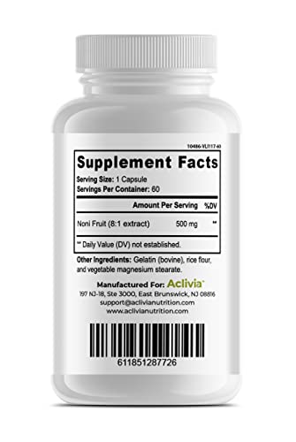 organic hawaiian noni fruit capsules 4000 mg - morinda citrifolia supplement - non-gmo gluten-free usa made no artificial additives 60 count