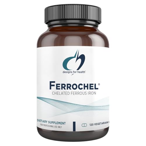Designs for Health Iron – Vital for Energy Production, Immune & Brain Health, High Absorption Ferrochel Chelated Iron for Women & Men as Ferrous Bisglycinate Chelate – Pregnancy Safe (120 Vegan Caps)