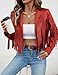 MATEAM Faux Suede Leather Jacket Women Tassel Motorcycle Fringe Cropped Coats With Lining 2025 Trendy Fall Fashion Must Haves Cowgirl Outfits Red M