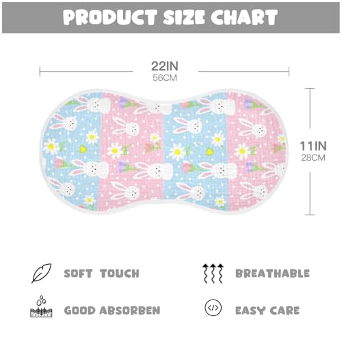 Cute Bunny Rabbits Muslin Burp Cloths 22x11 Inch - 4-Layer Organic Cotton & TPU Waterproof Lining, Absorbent Baby Bibs for Boys/Girls with Hanging Loop4