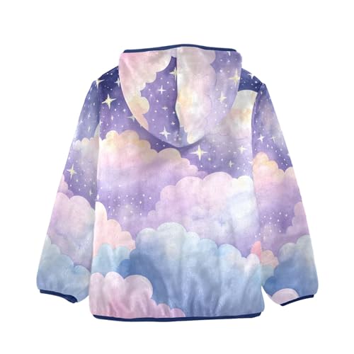Boys Girls Fleece Jacket Rainbow Clouds Pattern Kids Warm Hooded Outwear Coat2
