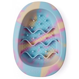 CHEWFFON Easter Dog & Cat Lick Mat Bowls, BPA-Free Silicone Slow Feeder Bowl with Suction Cups, Non Slip Pet Food Bowl Reduces Boredom and Anxiety, Dishwasher Safe, Rainbow Small