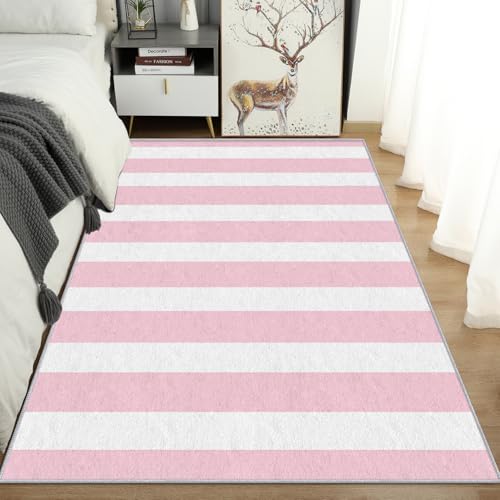 Tapete decorativo rosa y blanco 3x5 pies miniatura 3