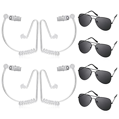 TOODOO 8 Pieces Playing Cosplay Toys Secret Service Dress up Toys Include Earpiece Acoustic Tube Headset and Sunglasses for Halloween Costume Accessories, Halloween Party