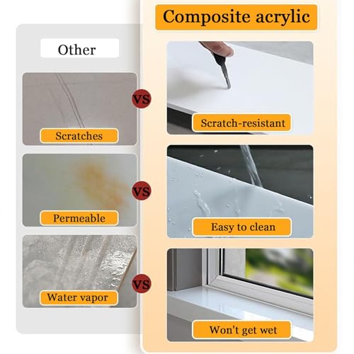 Image of White Window Sill Protector Waterproof Cuttable Windows Replacement Plate for Decor Bay Window Countertop PVC Window Cill Capping Ledge Guard Protectors for Home Hotel Kitchen Bathroom Outdoor(80x15cm