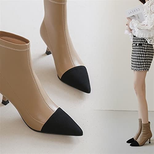 Bottines à talons hauts pointues en patchwork de taille 2,5 UK pour femme - 2