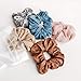 Gimme Beauty - Hair Scrunchies Variety Pack - Denim, Corduroy, Faux Leather, Blush, and Velvet Scrunchies - Gentle All Day Hold Hair Styling Accessories - No-Slipping, Snagging or Creasing (5 Count)