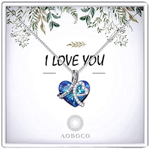 AOBOCO I Love You Forever Necklace for Mom Sterling Silver ...