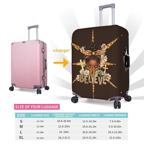 Image of Travel Suitcase Protector African American Girl Elastic Protective Washable Luggage Cover With Concealed Zipper Suitable For 18-32 Inch, Color-3-46, S (for 18--21 inch luggage)