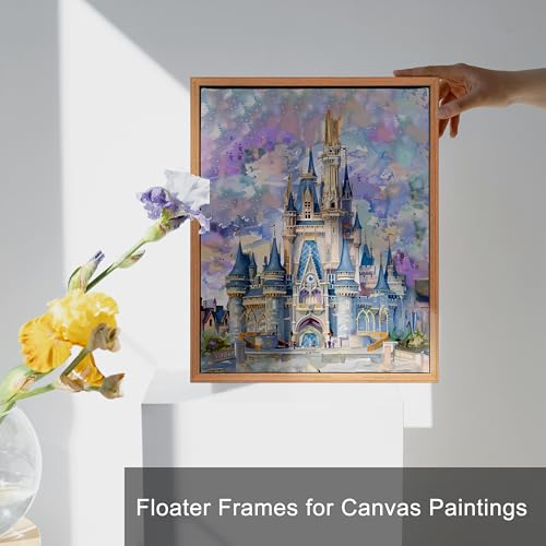 Image of Square 20x20 Solid Wood Canvas Floater Frame, Wood Floating Frames, Floater Frame for 0.6 inch-0.8 inch Deep Canvas Paintings (20 inchx20 inch, Light Brown)