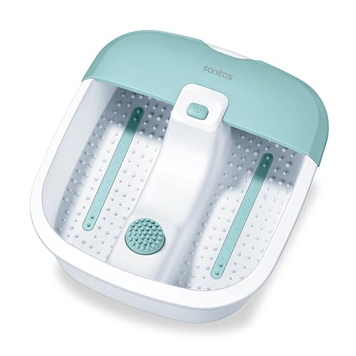 Sanitas SFB 07 Fußbad, Verwöhn-Massage für Zuhause mit Vibrations- & Sprudelmassage, Fußreflexzonenmassage, Wassertemperierung, zur Entspannung für strapazierte Füße, bis Schuhgröße 50