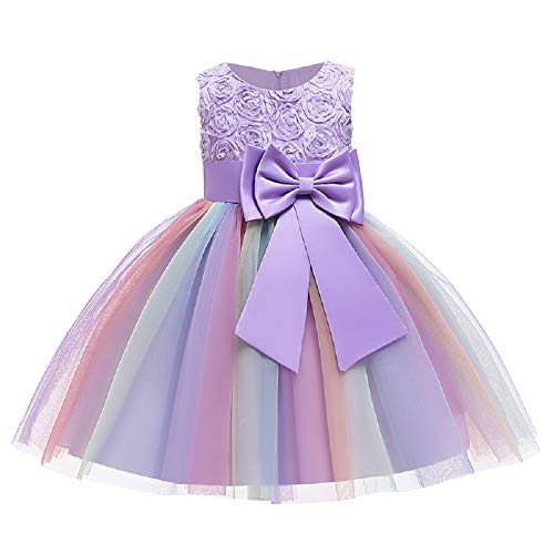 JerrisApparel Flower Girl Floral Dress Rainbow Tutu Party Dress Pageant Gown