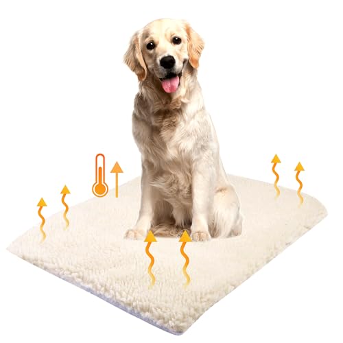 SIMPLY 4 PETS Self Heating Cat Bed – Heating Pad for Cats & Dogs | Self Heating Pet Pad with Non Slip Base, Super Warm, Comfy & Washable Cover | Ideal for Beds, Floors & Cages (90 x 64 CM)