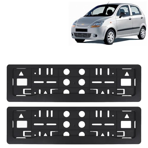 Image of KINGSWAY Spark Car Number Plate Frames for All 2007 to 2016 Models of Chevrolet Car Registration Plate Holders, Black Licence Plate Covers (Front and Rear), Universal Size 51.5 x 14.5 cm