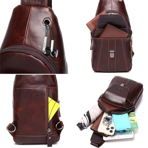 Bolso de cuero tipo bandolera para senderismo para hombres y mujeres miniatura 5