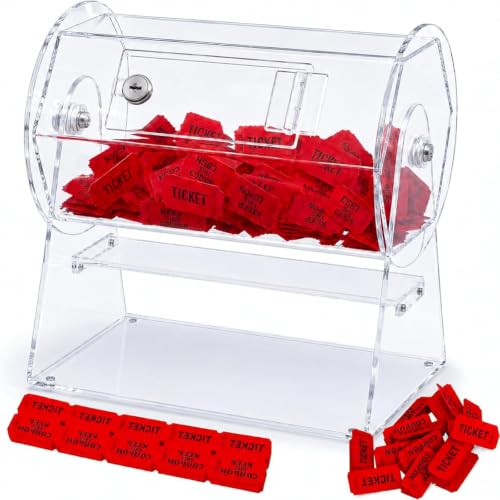 Image of Raffle Drum Holds 2000 Tickets, Raffle Spinner Box for Lottery Bingo Games