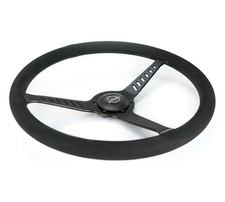 NRG Innovations NRG-RST-380-STL-SA Reinforced Classic Stealth Wheel, 380mm, 3 Spoke Center with Diagnal Slits, 1