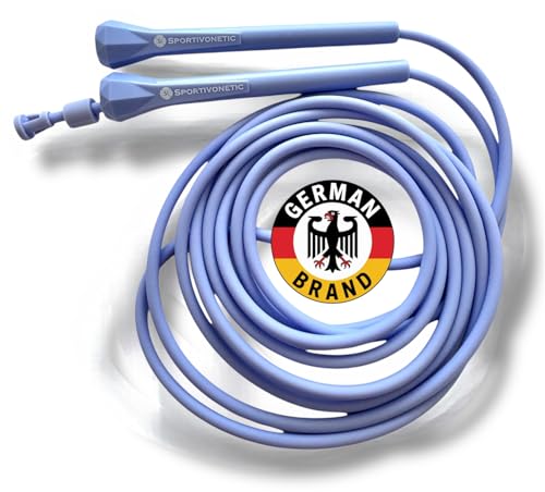SPORTIVONETIC® Springseil für Erwachsene & Kinder, Damen & Herren-für Fitness, Crossfit, Sport, Boxen und Freizeit - Verstellbare Größe - mit Einstellklammer - Speed Rope, Jump Rope (Blau)