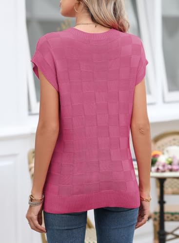 Image of SHEWIN Womens Fall Tops for Women Casual Crewneck Short Sleeve Shirts Cap Sleeve Knit Sweater Vest Summer Tops