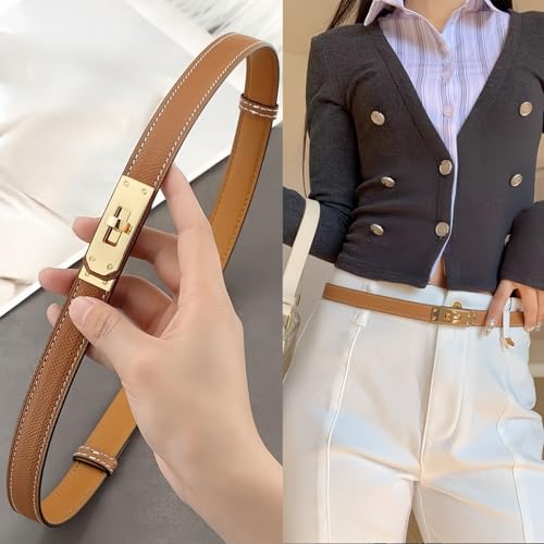 Women's Skinny Belt Adjustable Thin Belt with Alloy Turnlock Buckle2