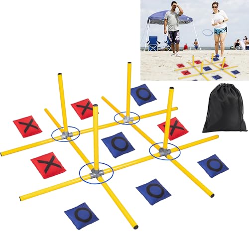 Giant Tic Tac Toe Game,4ft x 4ft Bean Bag & Ring Toss Across Game|Backyard Outdoor Indoor Games Lawn Games for Adults Kids and Family Party Game Christmas Birthday Gifts with Storage Bag