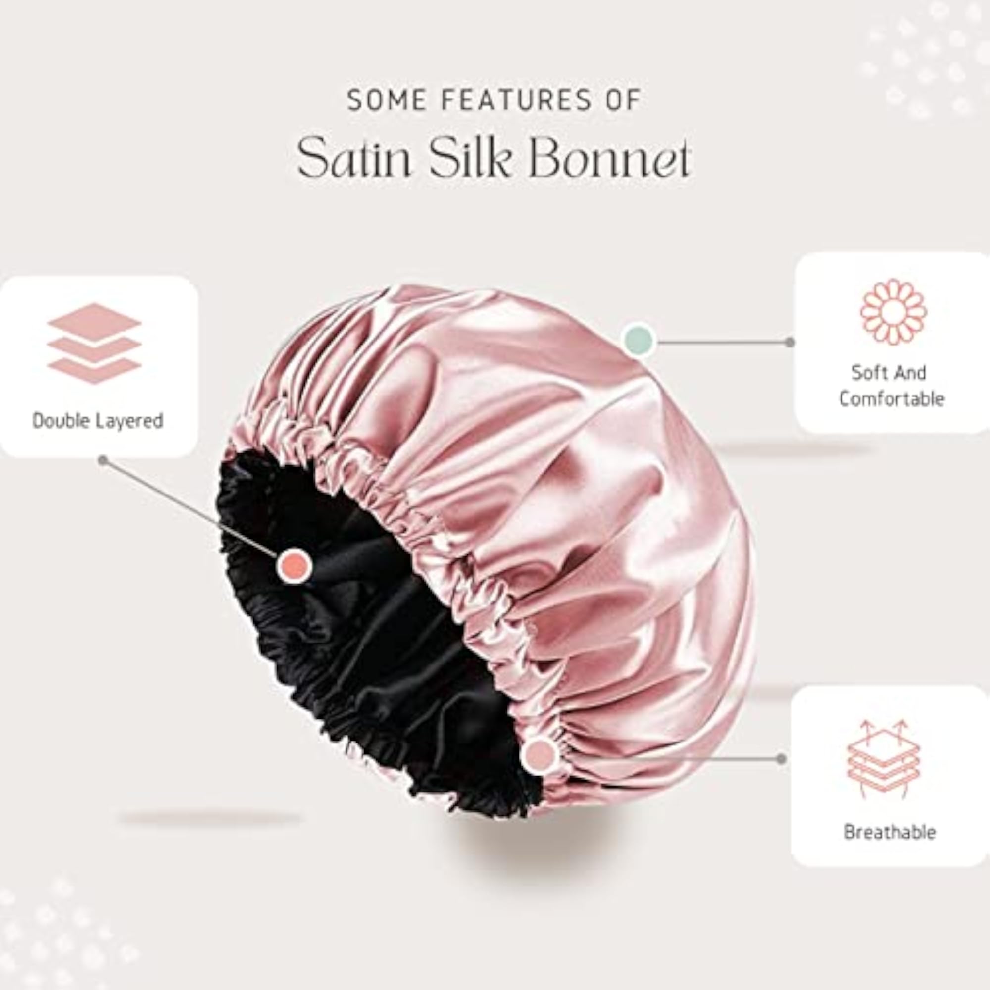 Satin Silk Bonnet with Scalp Massager Brush and 3 Scrunchies