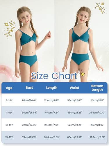 Image of Girls Swimsuit Color Block Bikini Sets Teen Bathing Suit Girls 2 Piece Swimsuits Criss Cross Swimwear for 9-16 Years