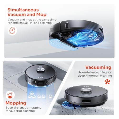 Image of ILIFE T20s Pro Robot Vacuum Cleaner with Advanced LiDAR Navigation, Self-Emptying for Up to 10 Weeks, 6500Pa Suction, Simultaneous Vac and Mop, Multi Floor Maps, Customized Cleaning, App, Alexa & GH