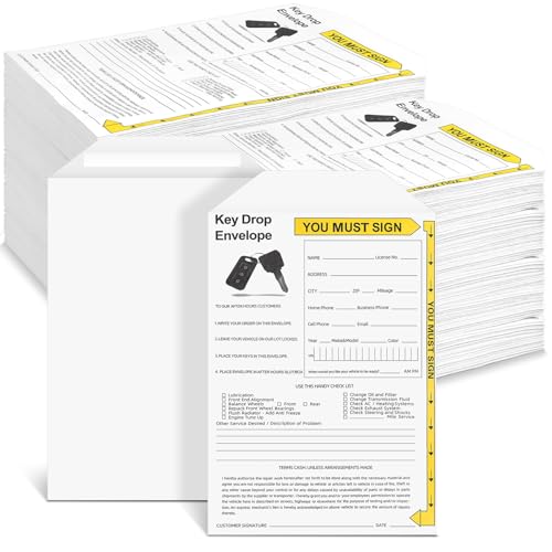 Sayglossy 100 Pack Key Drop off Envelopes 6' x 9' Open End After Hours Key Envelopes Auto Shop...