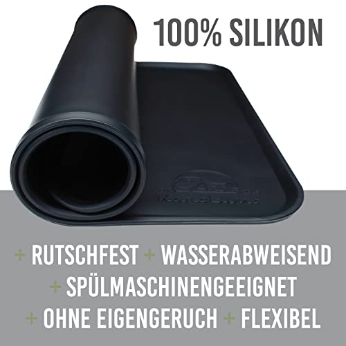 KaraLuna© Basic Silikon Unterlage 60x40 cm, schwarz I rutschfest Napfunterlage für Hundenapf Katzennapf I Futtermatte Hunde Katzen Matte
