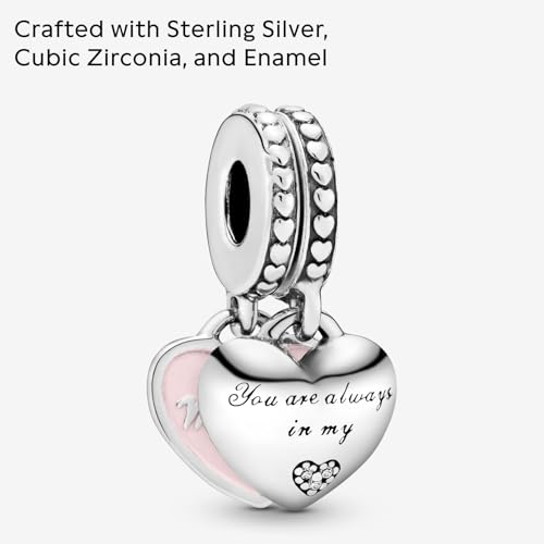PANDORA Jewelry Mother and Daughter Hearts Dangle Compatible Moments - Sterling Silver Charm with Cubic Zirconia - Comes with Gift Box4