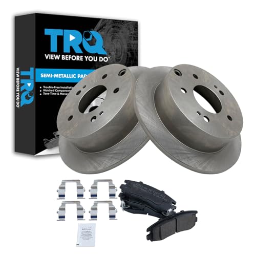 Image of TRQ Rear Brake Pad and Rotor Set Semi Metallic | For 2006-2012 Mitsubishi Eclipse 2004-2012 Galant