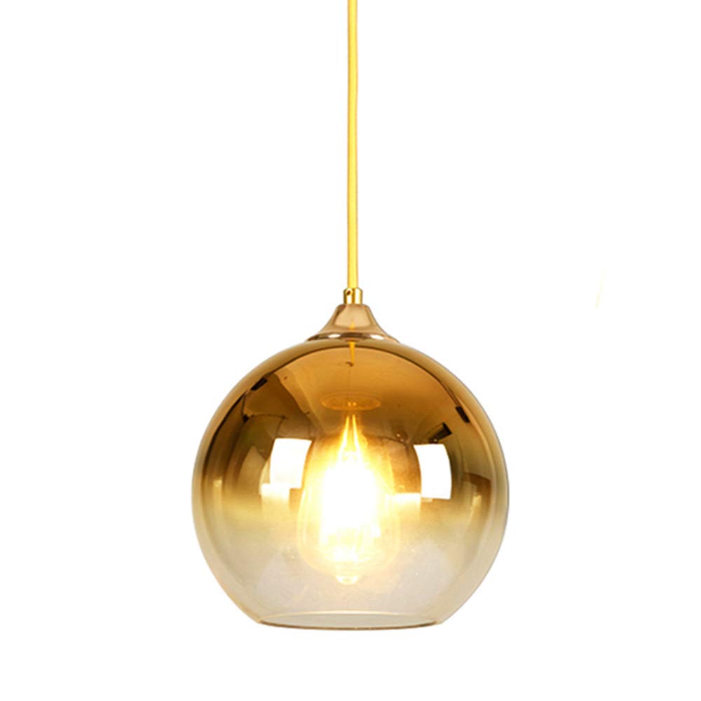 HJXDtech Spherical Gradient Color Glass Pendant Light Shade Modern Glass Globe Ceiling Hanging Lamp (Gold, 30cm)