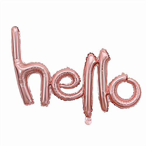30th Birthday Rose Gold Hello 30 Script Letter Balloons Decorations Backdrop Decor For Her with Hello Thirty Birthday Party Cake Topper