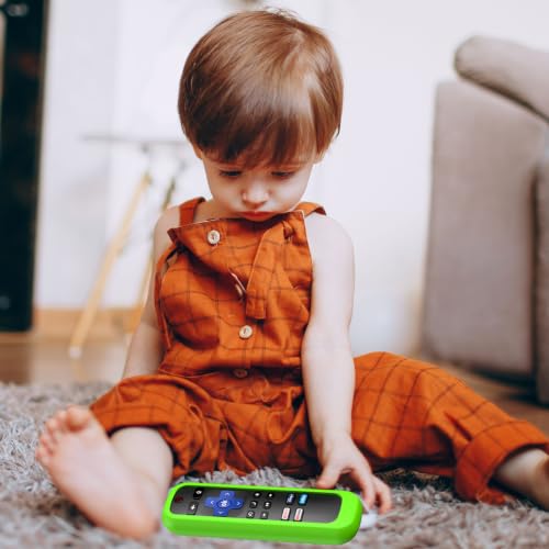 Image of 2 Pack Remote Case /Battery Cover for TCL Roku Smart TV Steaming Stick Remote, Silicone Protective Controller Universal Sleeve Skin Glow in The Dark Blue and Green