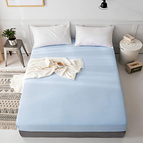 三幸 ボックスシーツ 水洗いシワ加工 シングル ブルー シーツ 単品 マットレスカバー 通年 429544-0013