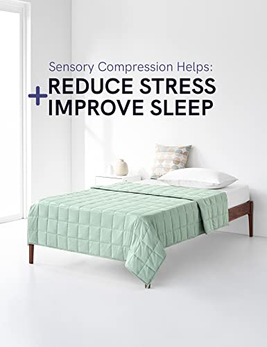 YnM Weighted Blanket — Heavy 100% Oeko-Tex Certified Cotton Material with Premium Glass Beads (Sprout Green, 41''x60'' 7lbs), Suit for One Person(~60lb) Use on Twin Bed