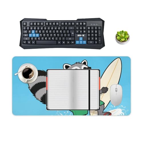 Desk Pad Protector 24x12 Inch Extended Funny Raccoon miniatura 4