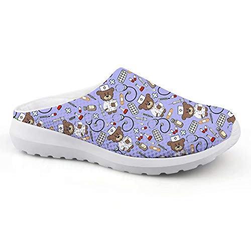 chaqlin Pantuflas de malla para mujer y hombre, zapatos deportivos casuales para mujer, sandalias de playa, zuecos para caminar en el jardín, Nurse Bear Style 3, 44.5 EU