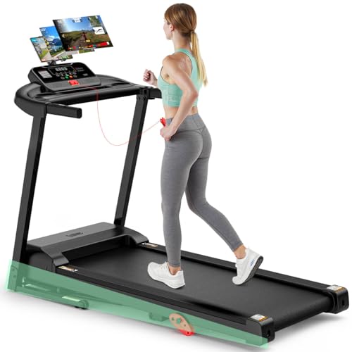Image of 300LBS Capacity Folding Treadmill w /Incline for Home, 3.75HP Portable Treadmill, 64+3+3+1 Program, Wide Shock Absorption Belt, Walking Running Exercise Machine