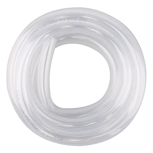 DERNORD PVC Tubing 5/8"ID X 13/16"OD Flexible Clear Vinyl Hose 10 Feet for Food Grade