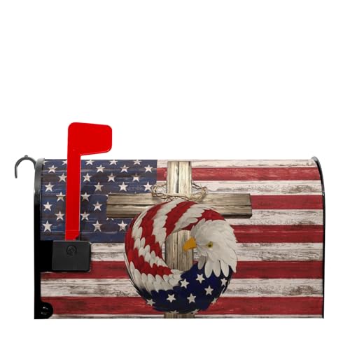 Image of USA American Flag Patriotic Mailbox Covers Magnetic Independence Day Mailbox Wrap Standard Size 18 X 21 4th of July Memorial Day Decorative for Home Outdoor Garden